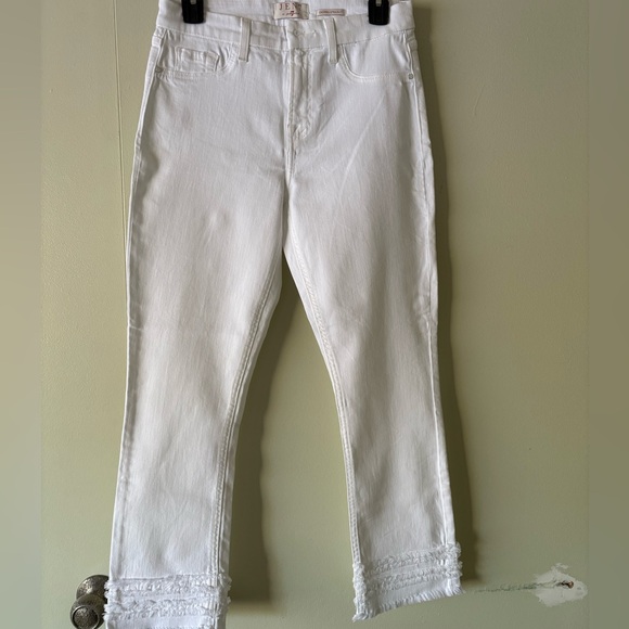 7 For All Mankind White Cropped Jeans with Frayed Hem - Picture 1 of 4